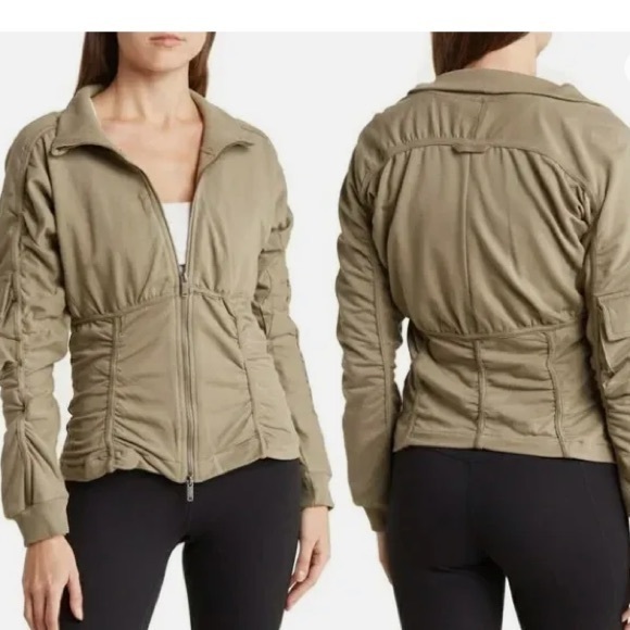 Free People Movement Foundation Ruched Seam Jacket Taupe NWT‎ - Picture 3 of 3